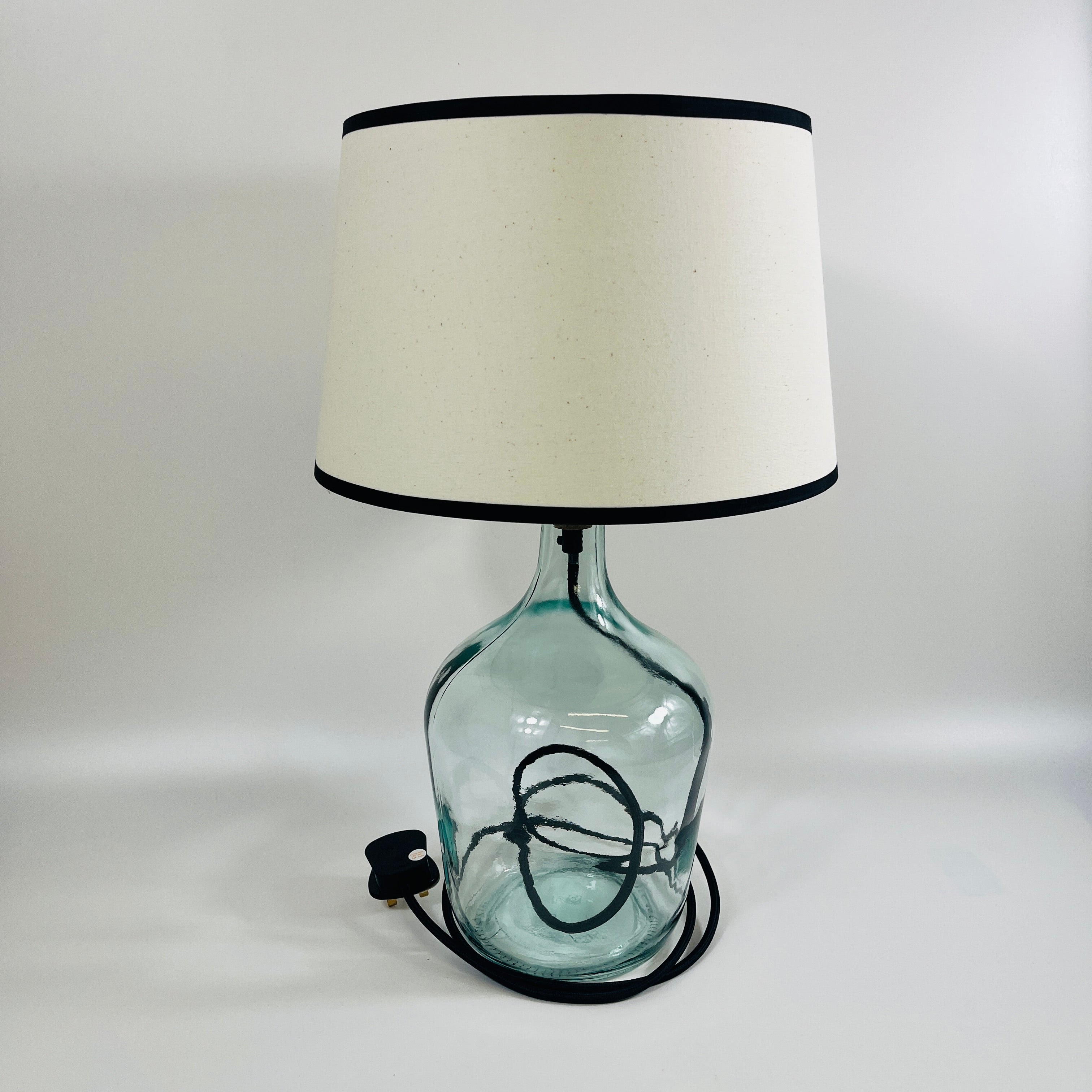 Demijohn Recycled Glass 36cm Lamp and Shade Set