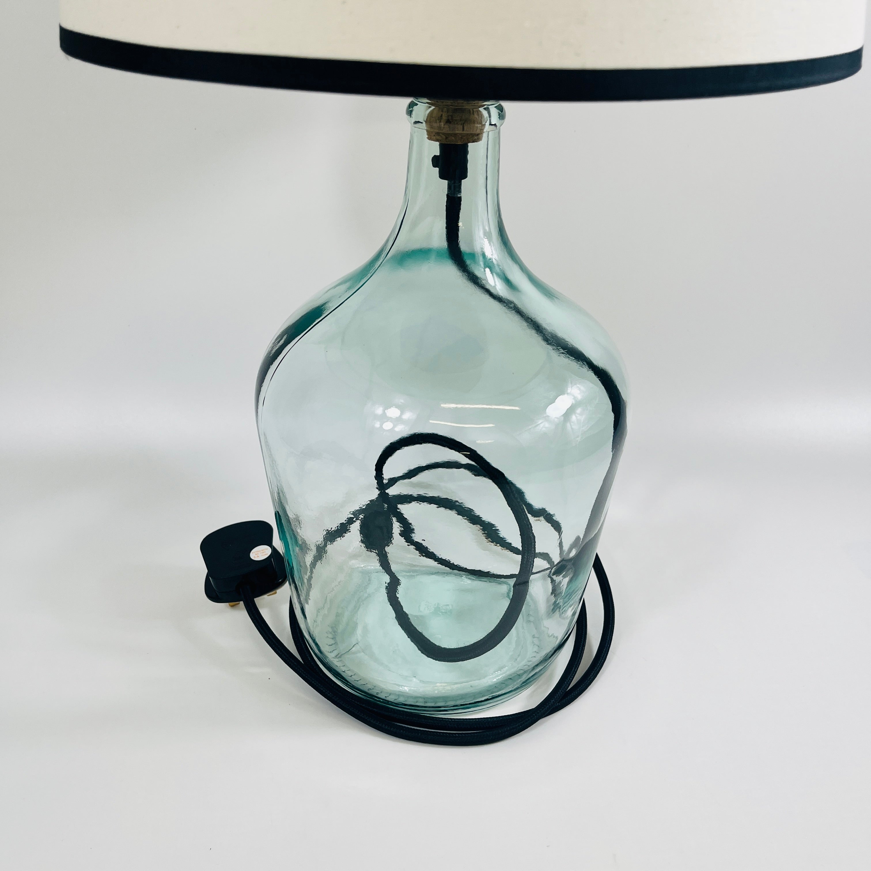 Demijohn Recycled Glass 36cm Lamp and Shade Set