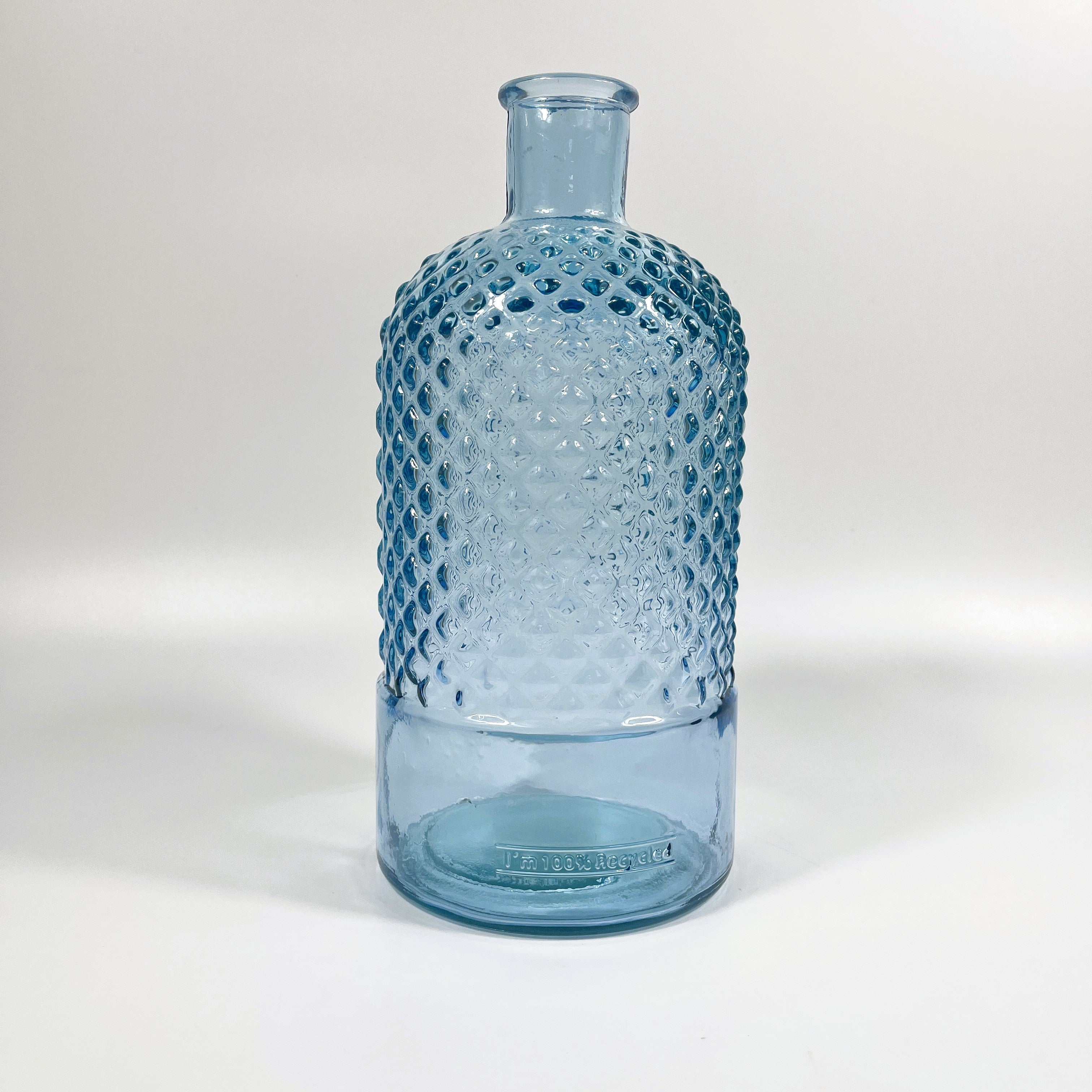 Recycled Glass Diamond Bottle Vase 28cm