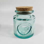 Recycled Glass Round Authentic Storage Jar with a Cork Lid
