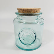 Recycled Glass Round Authentic Storage Jar with a Cork Lid