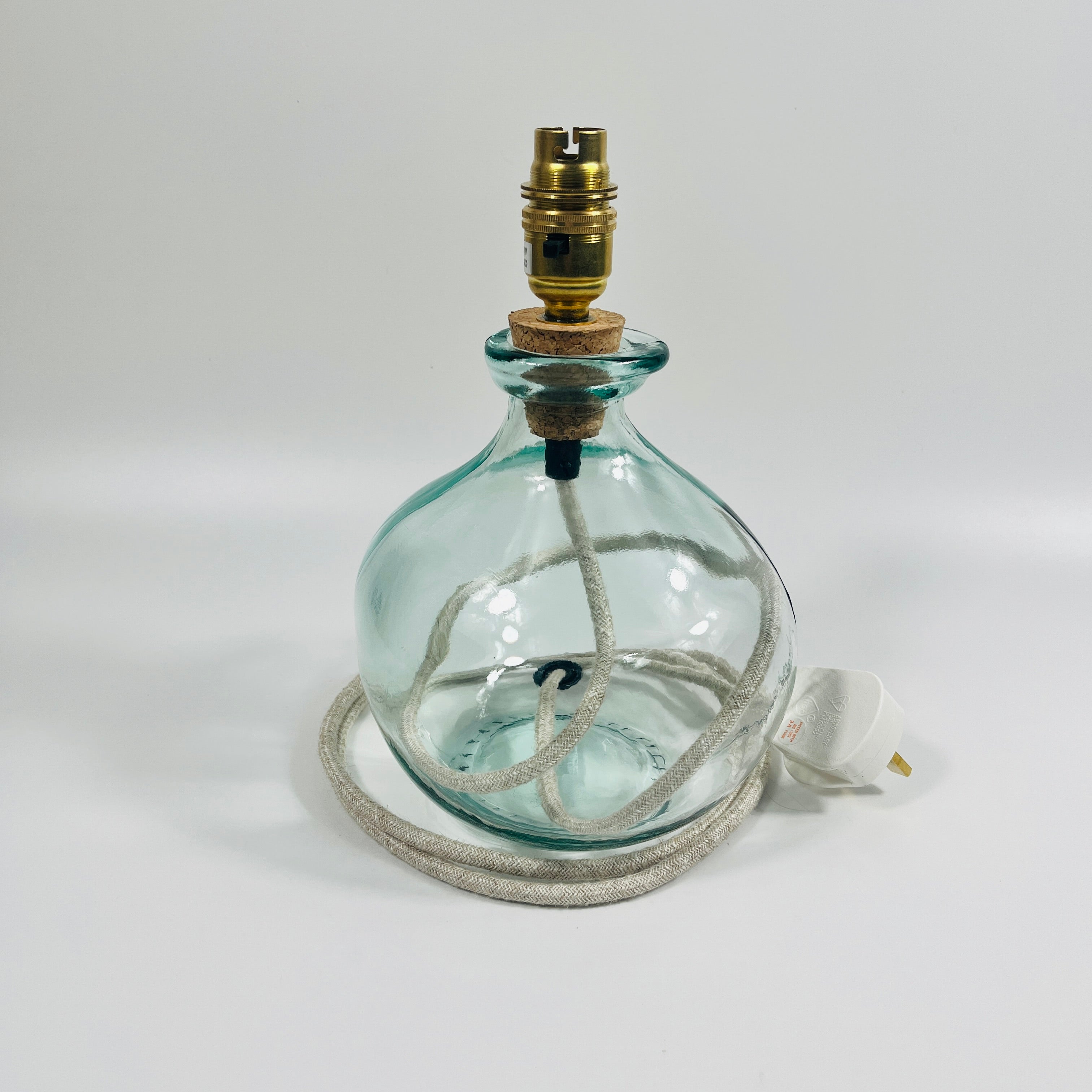 Simplicity Recycled Glass 24 cm Lamp and Shade Set