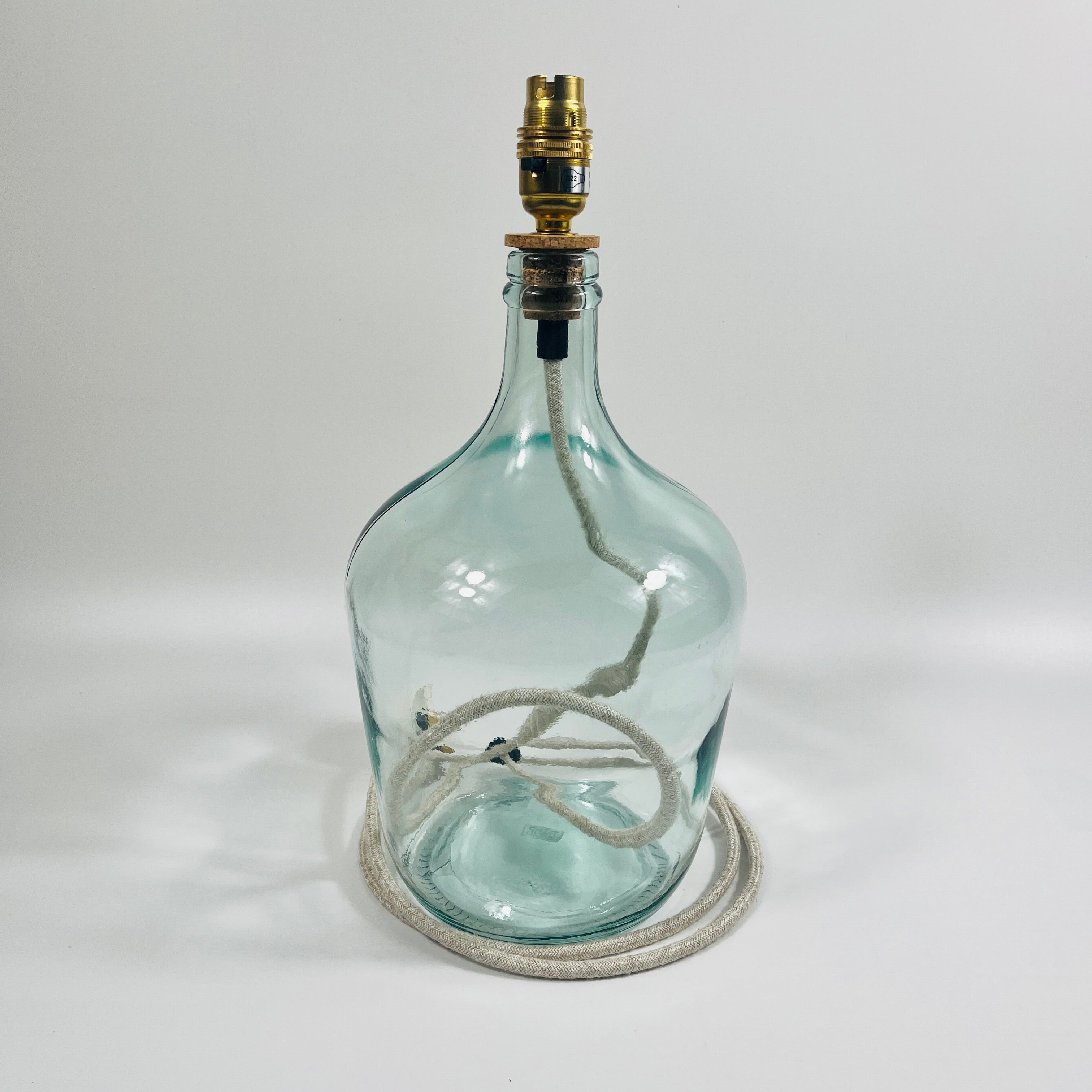 Demijohn Recycled Glass 36cm Lamp and Shade Set