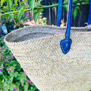 French shopper Moroccan Handmade Basket-Beach Bag-Leather Handled Basket