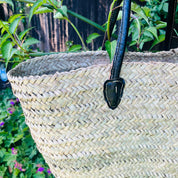 French shopper Moroccan Handmade Basket-Beach Bag-Leather Handled Basket