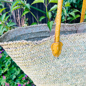 French shopper Moroccan Handmade Basket-Beach Bag-Leather Handled Basket