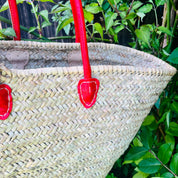 French shopper Moroccan Handmade Basket-Beach Bag-Leather Handled Basket