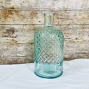 Recycled Glass Diamond Pattern Bottle Vase 22cm
