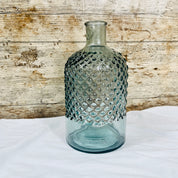Recycled Glass Diamond Pattern Bottle Vase 22cm