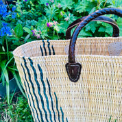 Moroccan Handmade Basket Green Reed Tote