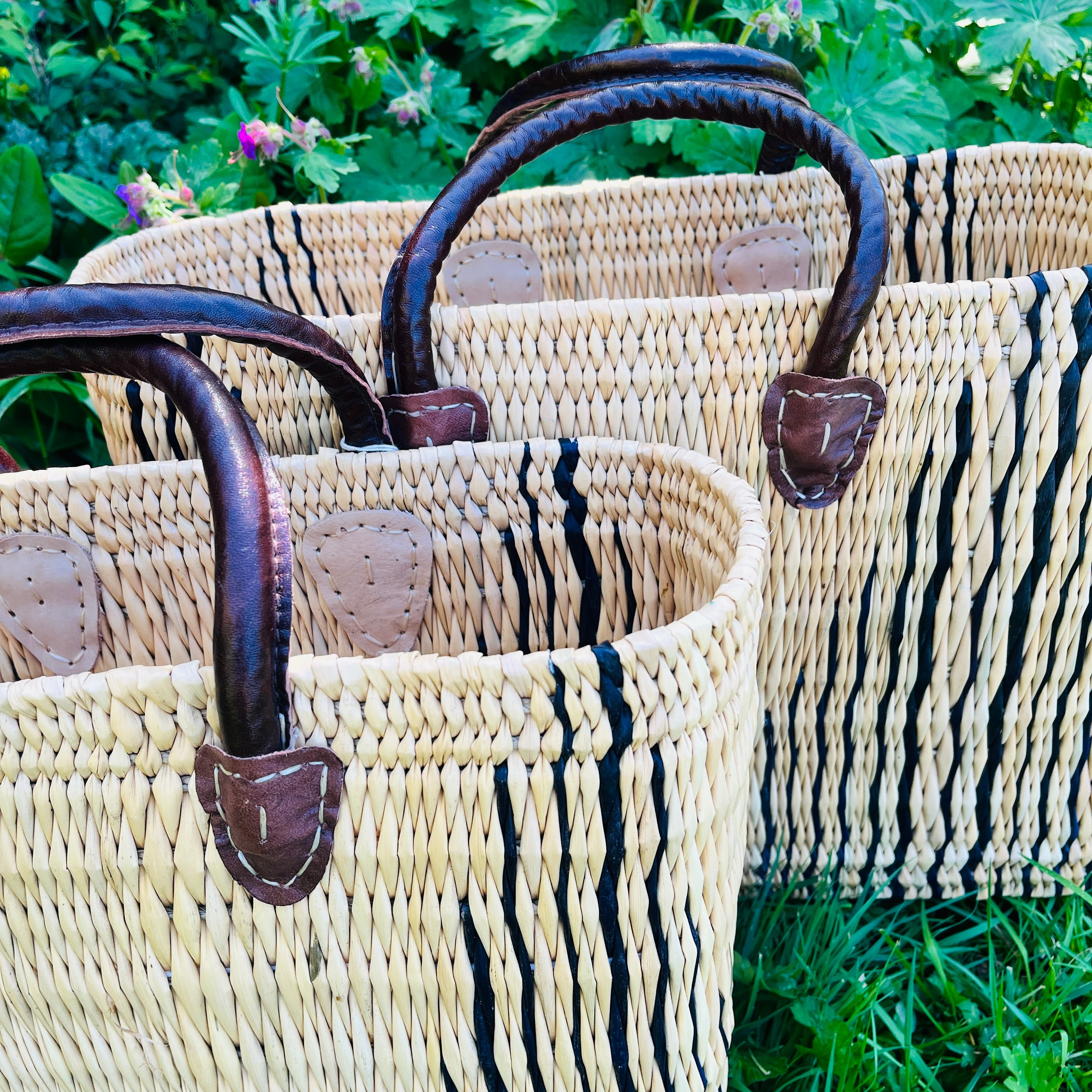 Moroccan Handmade Basket Plum Reed Tote