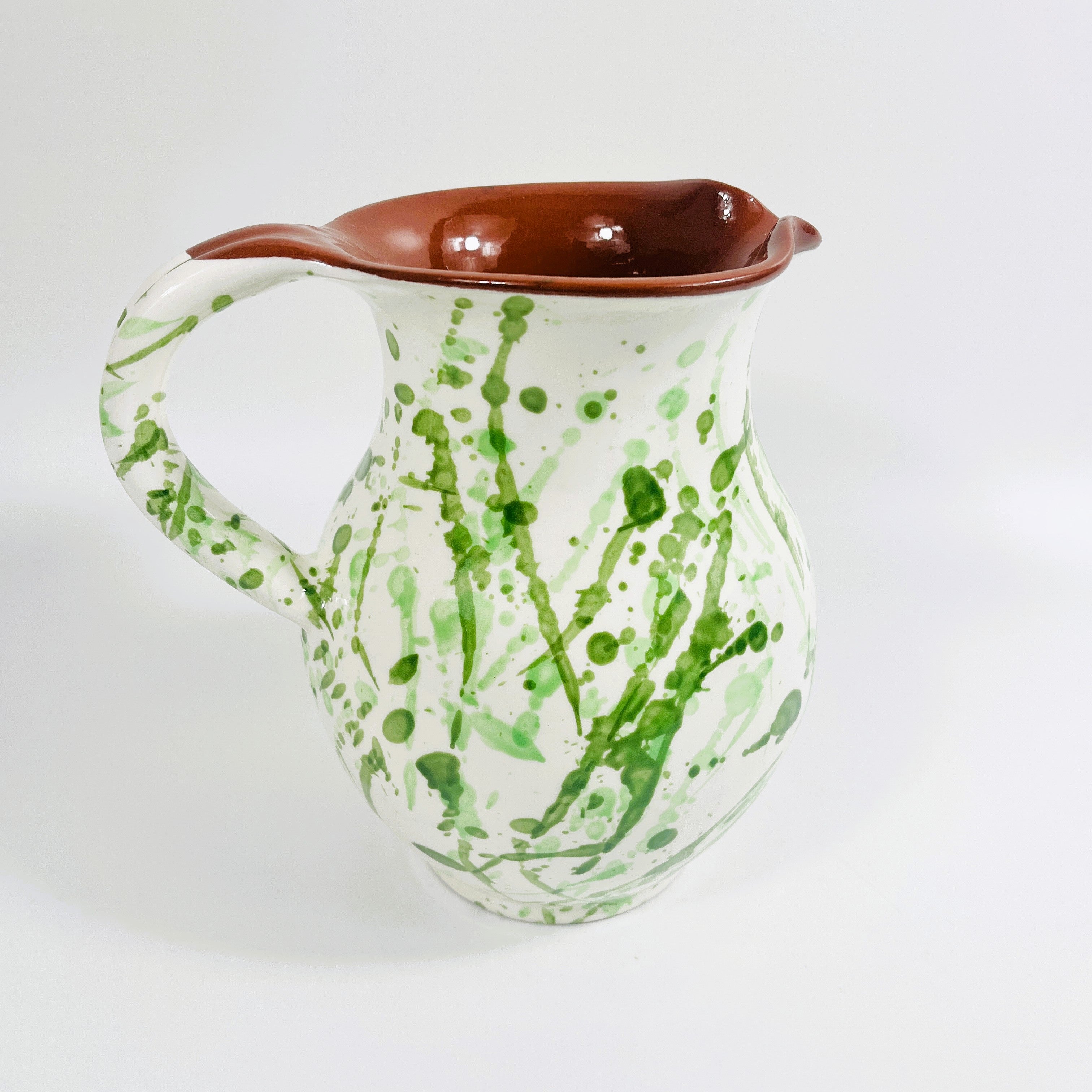 Spanish Hand Painted Jaspe Ceramic Jug