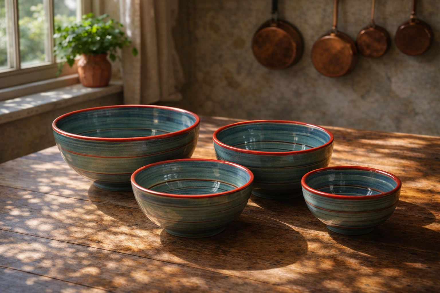 Denim Spanish Hand Painted Spiral Bowls Bundle