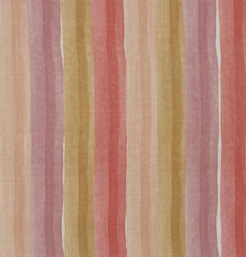 Coral Stripe Linen Drum Shade