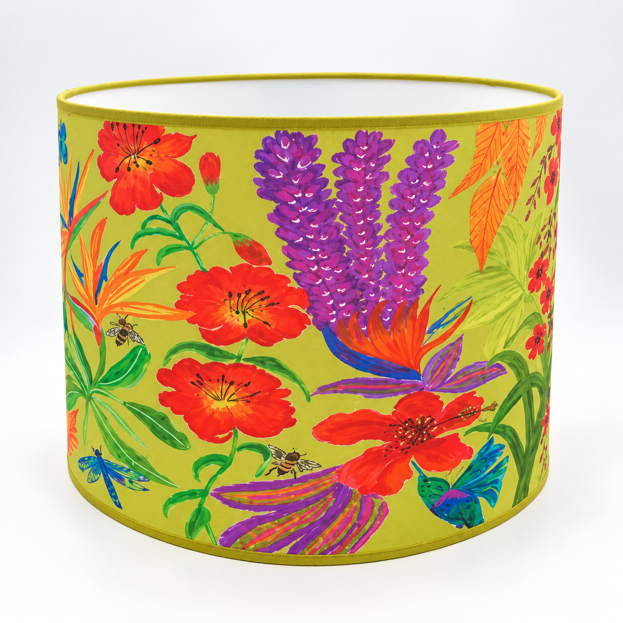Bright Flowers Printed Drum Shade