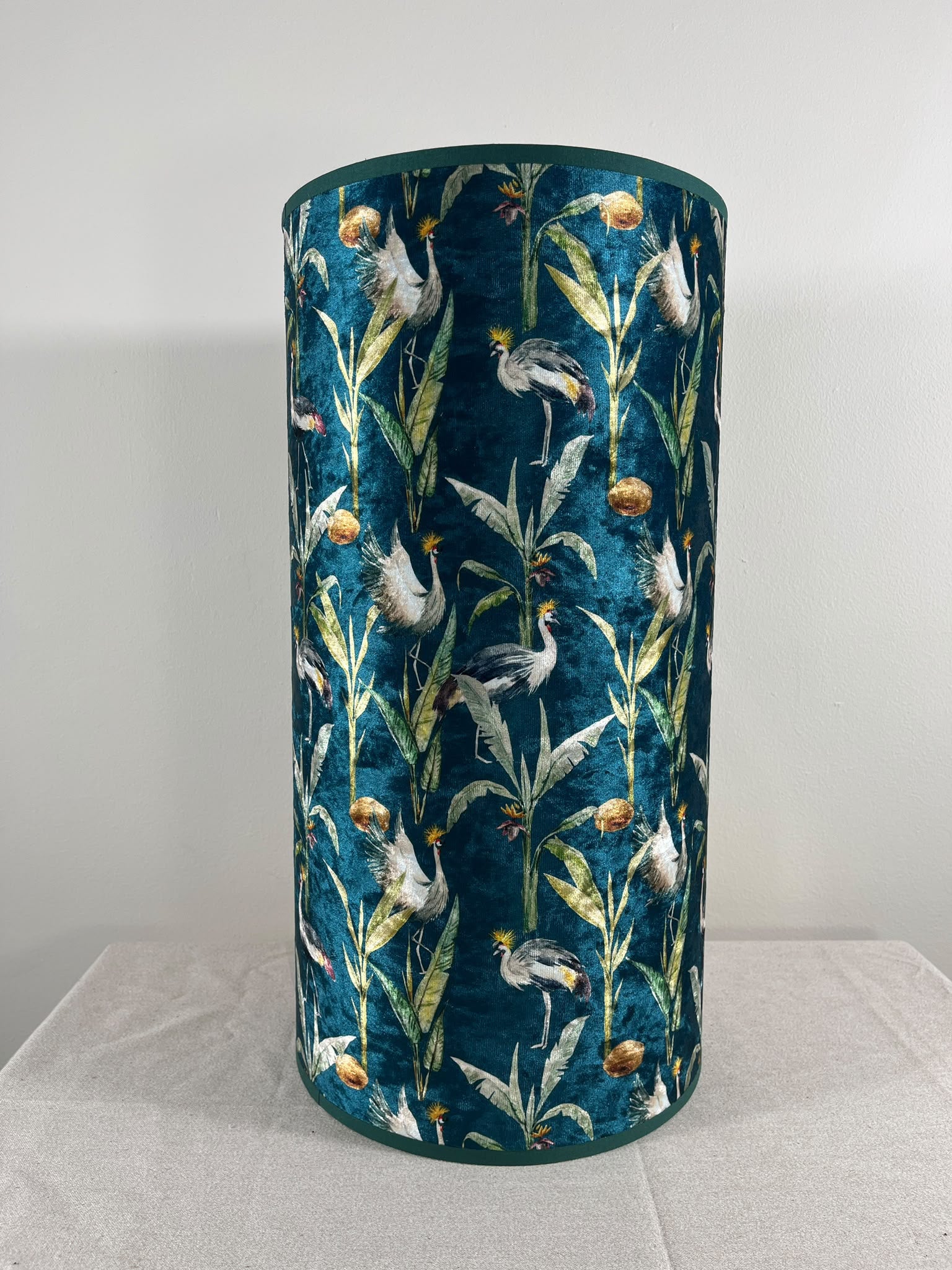 Teal Crane Velvet Shade