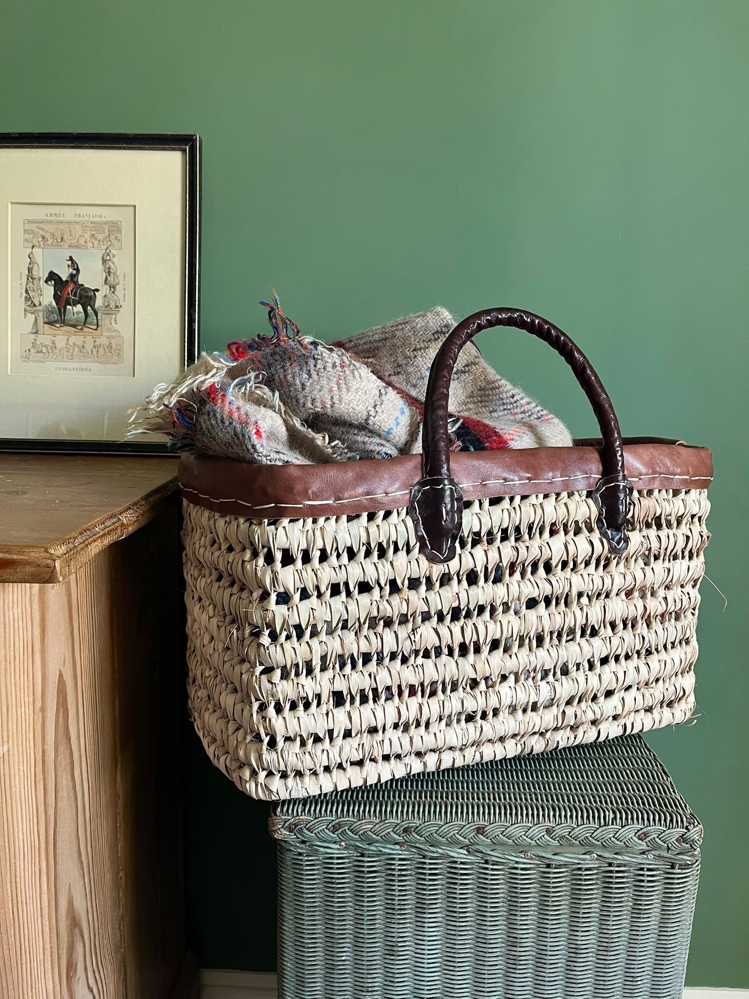 Moroccan Handmade Trim Top Tote Basket