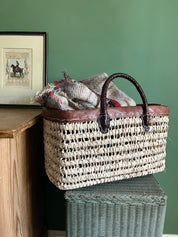 Moroccan Handmade Trim Top Tote Basket