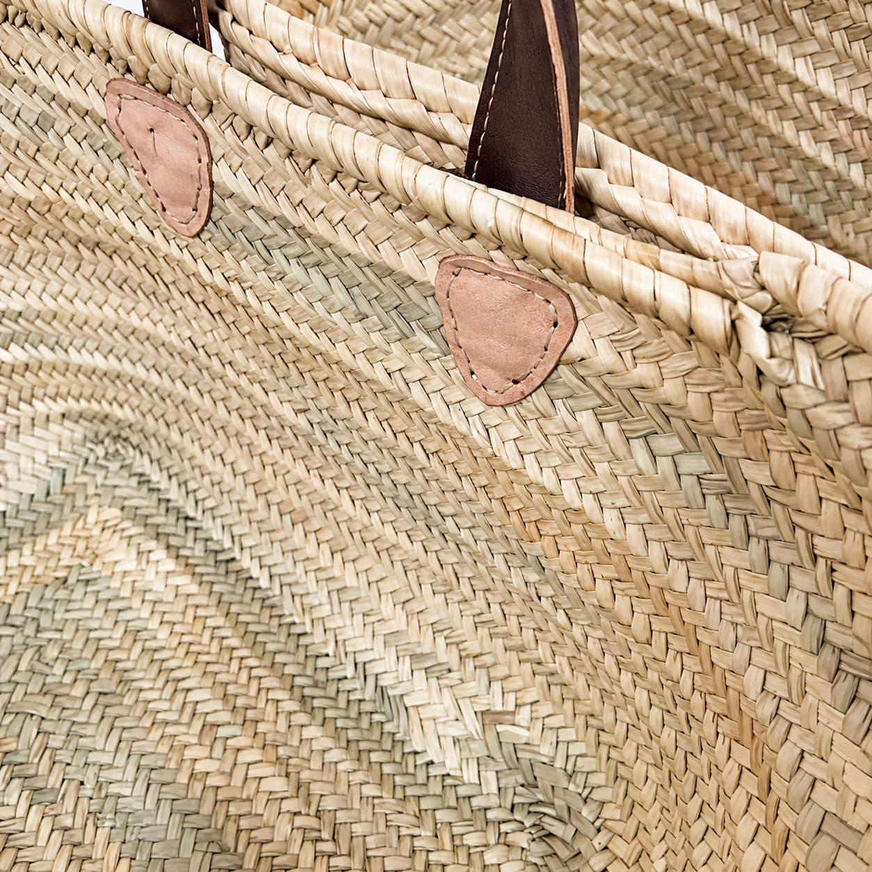 French Market Moroccan Handmade Basket Leather Handle