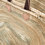 French Market Moroccan Handmade Basket Leather Handle
