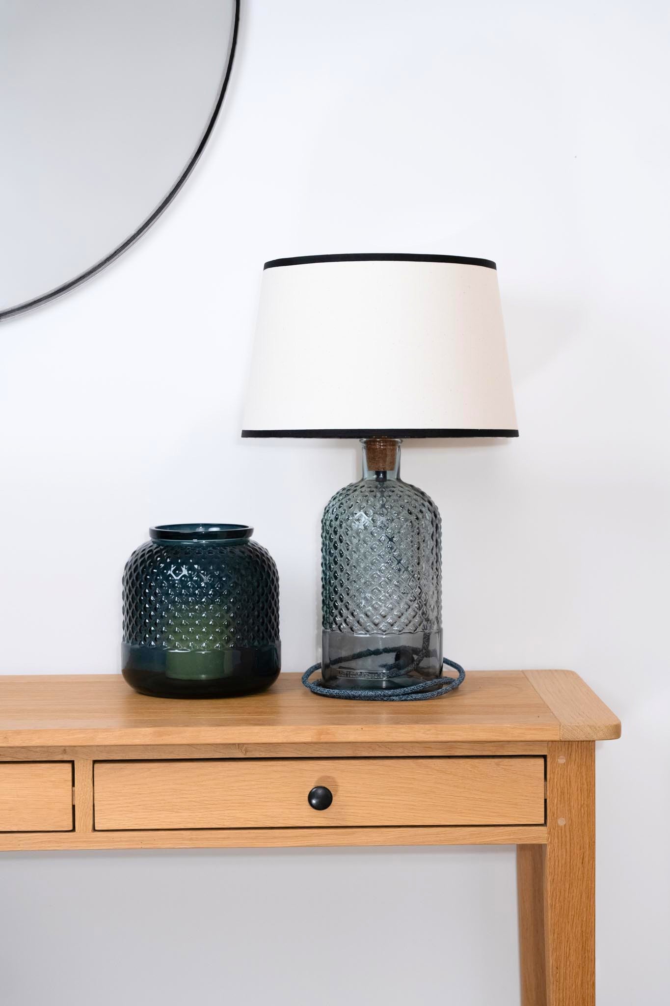 Recycled Glass Diamond Table Lamp 34cm