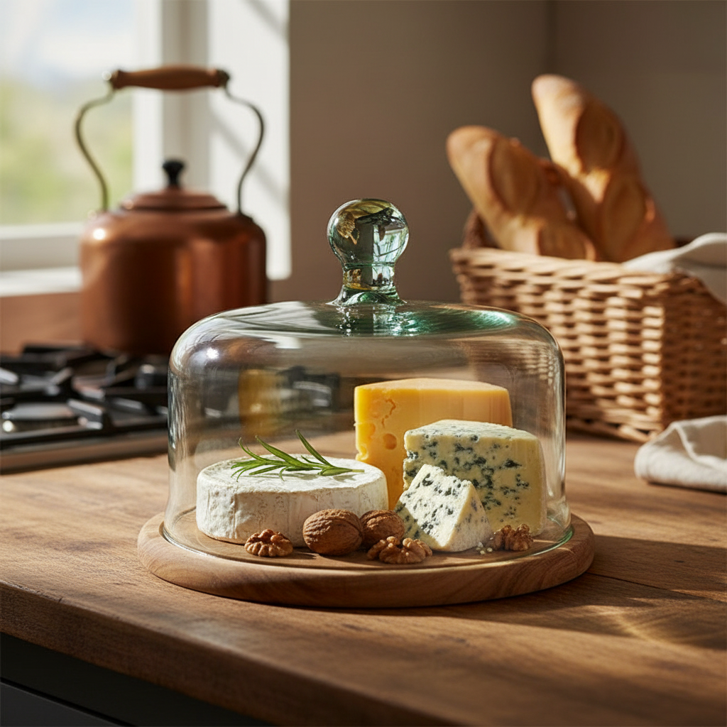 Recycled Glass Dome with Wooden Base 22cm Diameter