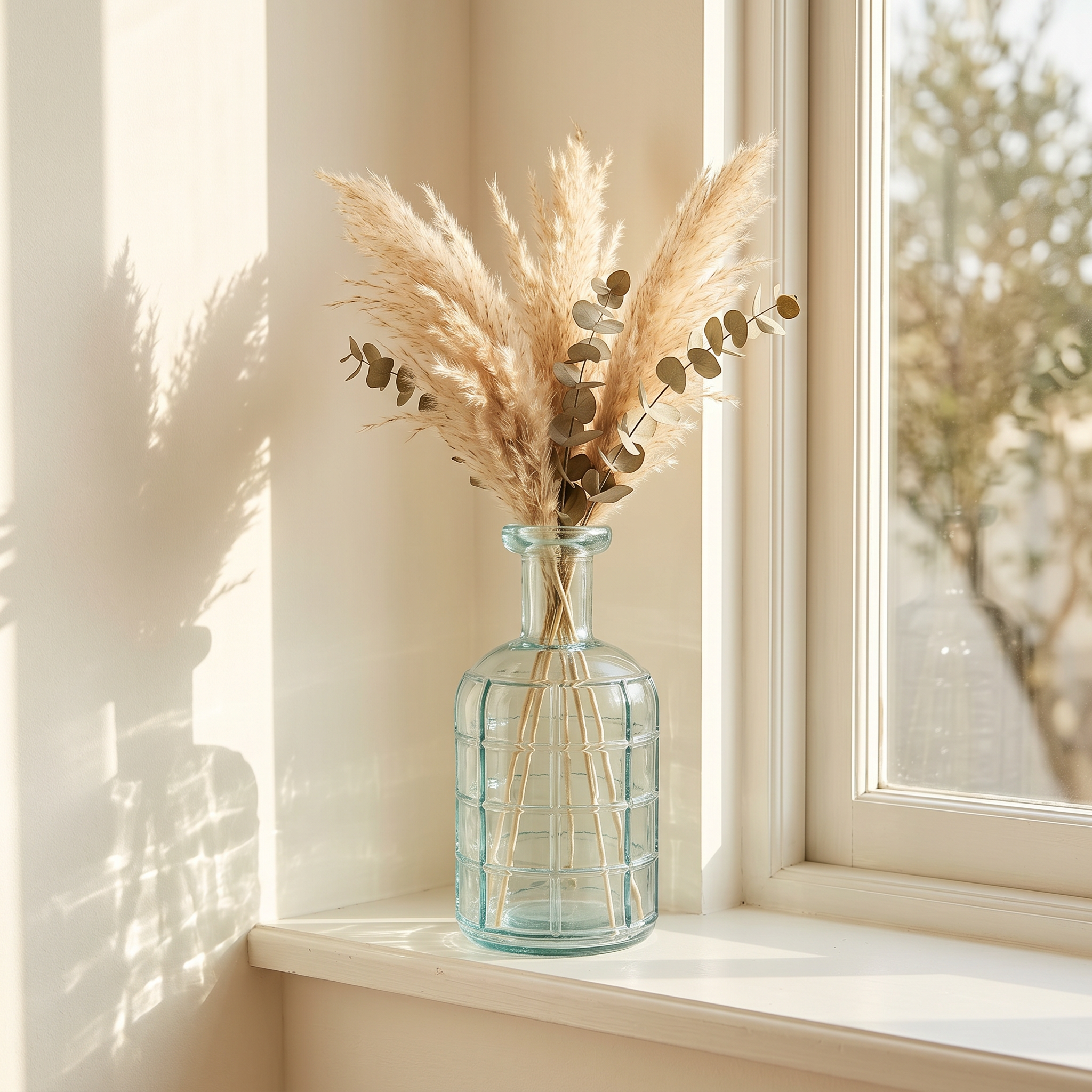 Recycled Glass Graphic Bottle Vase 19cm