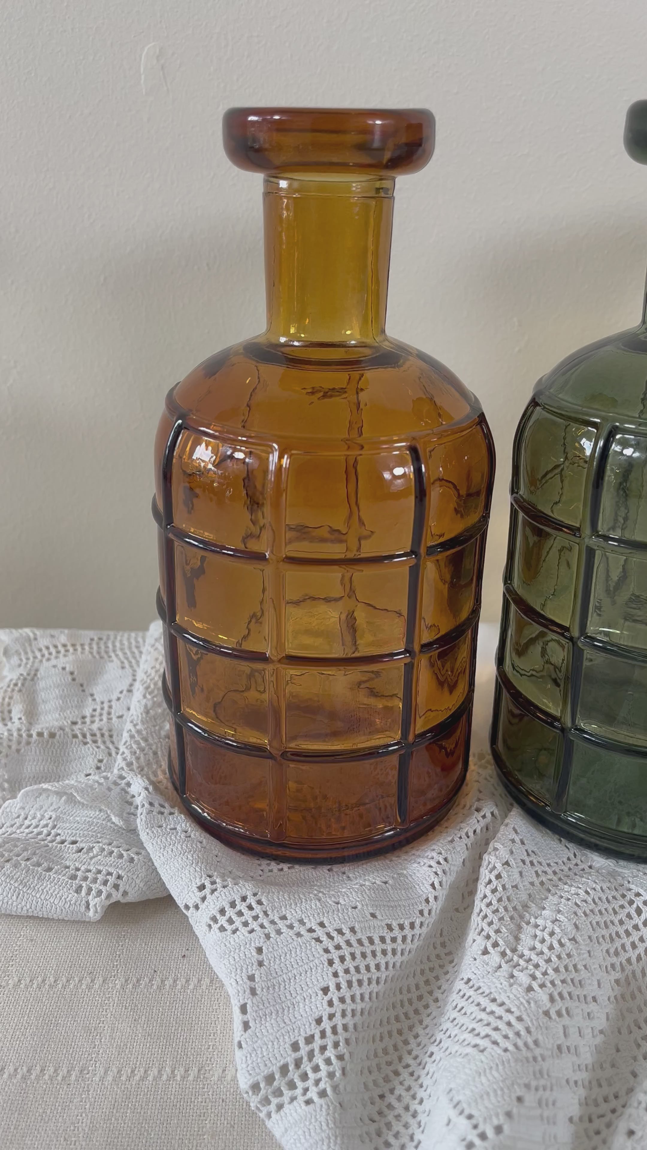 Recycled Glass Graphic Bottle Vase 19cm
