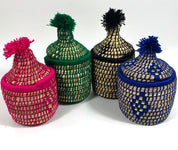 Moroccan Handmade Mini Baskets with Lid