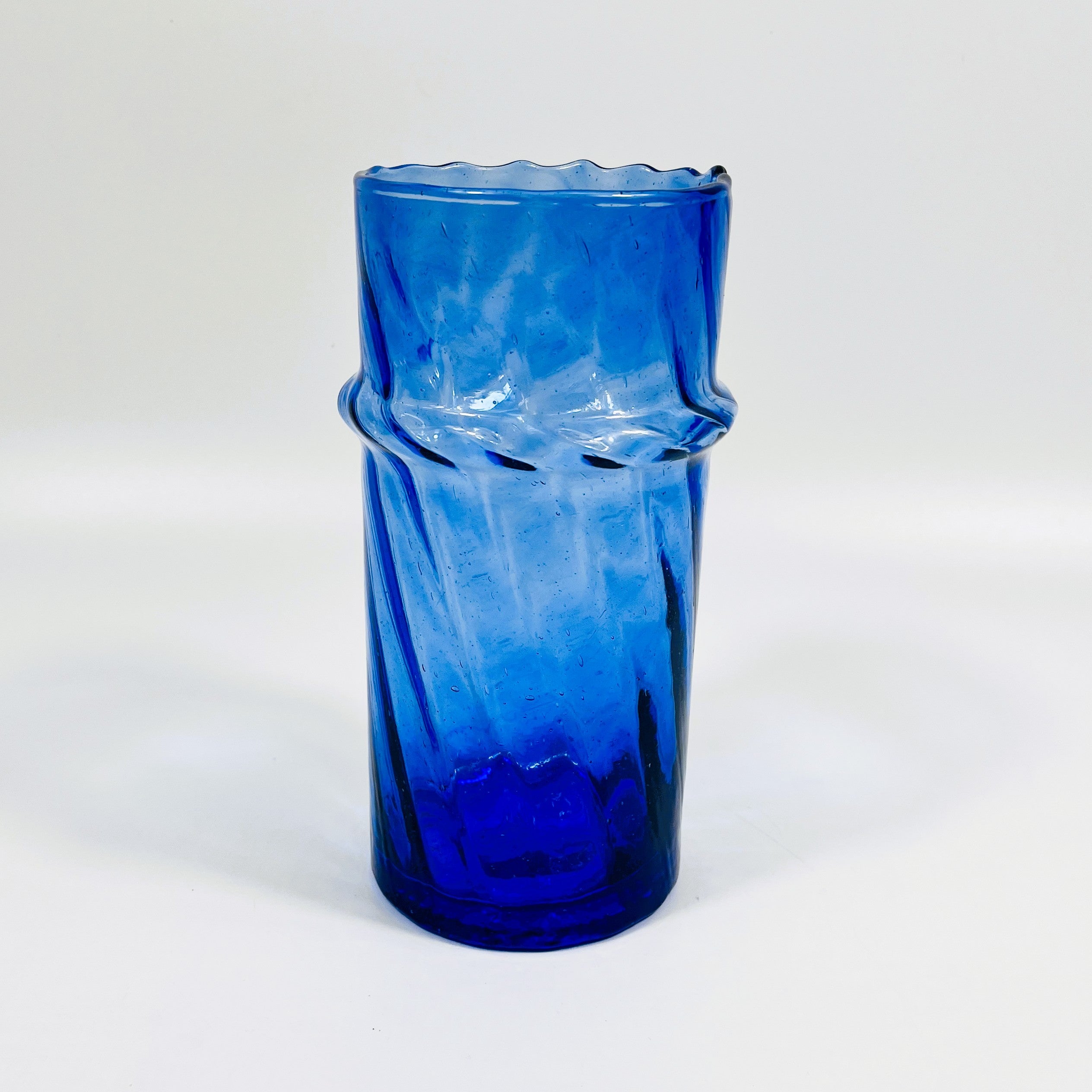 Moroccan Handmade Recycled Glass Twist Vase 1 Litre